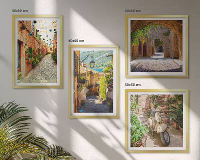 Ensemble de 4 tableaux Rues charmantes et pizza