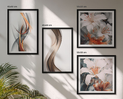 Mur de tableaux Ondes jaune-gris-brun