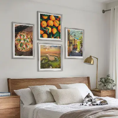 Rue des collines des rivières italiennes ensemble de 4 tableaux