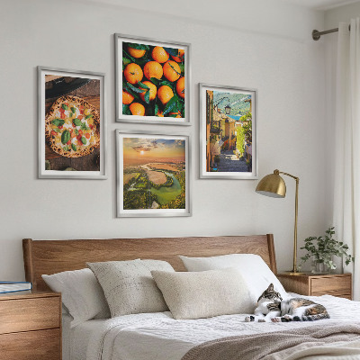 Ensemble de 4 tableaux Rue des collines des rivières italiennes