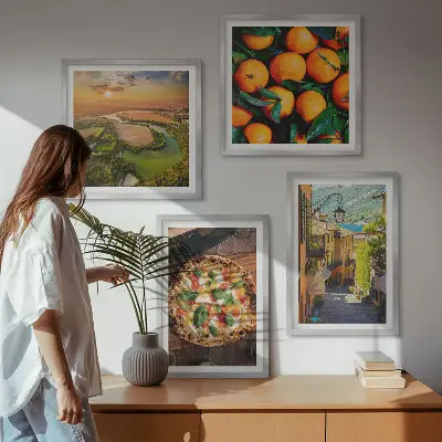 Rue des collines des rivières italiennes ensemble de 4 tableaux
