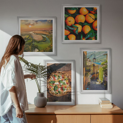 Ensemble de 4 tableaux Rue des collines des rivières italiennes