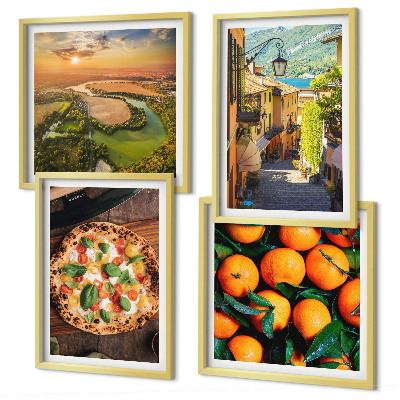 Ensemble de 4 tableaux Rue des collines des rivières italiennes