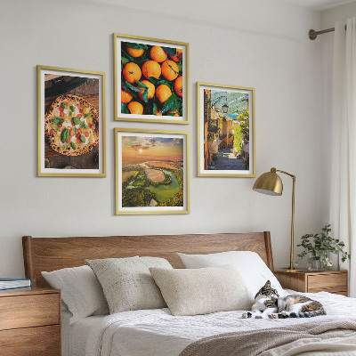 Ensemble de 4 tableaux Rue des collines des rivières italiennes