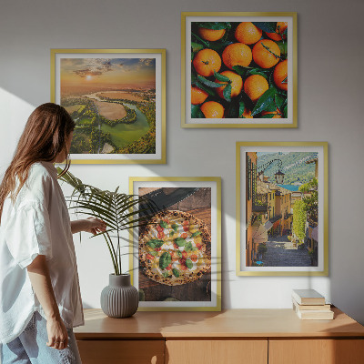 Ensemble de 4 tableaux Rue des collines des rivières italiennes
