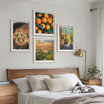 Ensemble de 4 tableaux Rue des collines des rivières italiennes