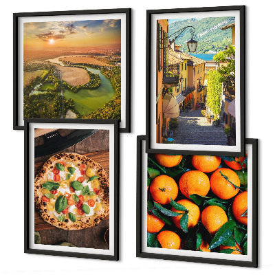 Ensemble de 4 tableaux Rue des collines des rivières italiennes