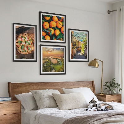 Ensemble de 4 tableaux Rue des collines des rivières italiennes