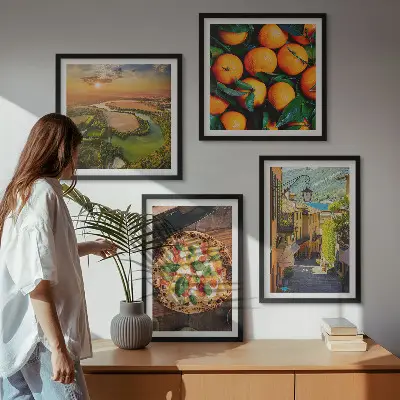 Rue des collines des rivières italiennes ensemble de 4 tableaux