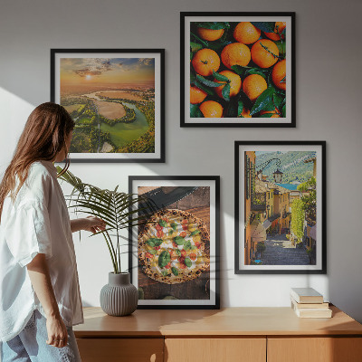 Ensemble de 4 tableaux Rue des collines des rivières italiennes
