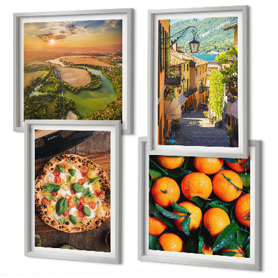 Ensemble de 4 tableaux Rue des collines des rivières italiennes