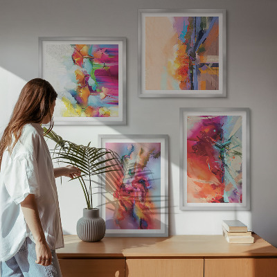 Mur de tableaux Abstractions colorées de la forme