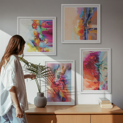 Mur de tableaux Abstractions colorées de la forme