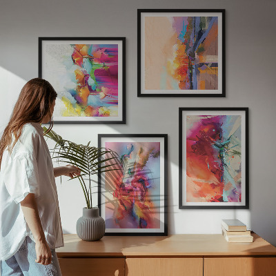 Mur de tableaux Abstractions colorées de la forme