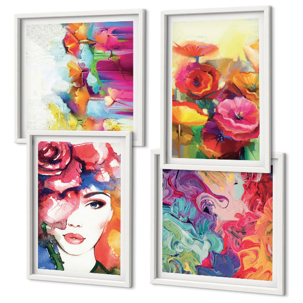 Polyptyque z cadres Portrait de fleurs aux couleurs intenses
