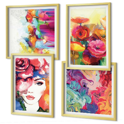 Polyptyque z cadres Portrait de fleurs aux couleurs intenses