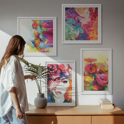 Polyptyque z cadres Portrait de fleurs aux couleurs intenses