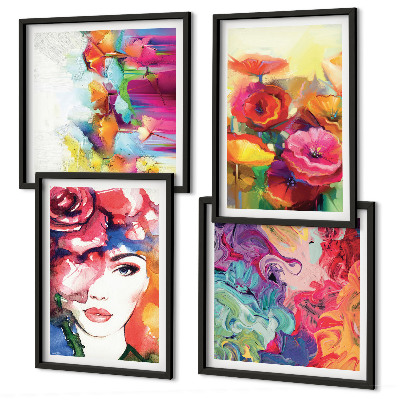 Polyptyque z cadres Portrait de fleurs aux couleurs intenses