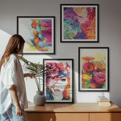 Polyptyque z cadres Portrait de fleurs aux couleurs intenses