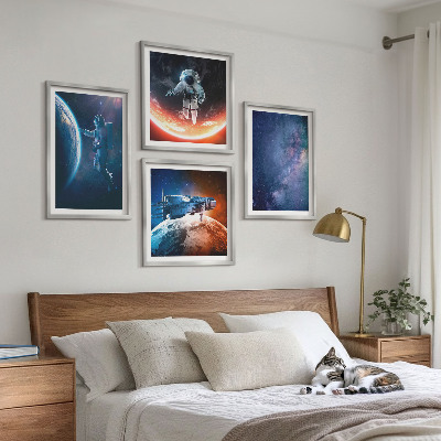 Ensemble de 4 tableaux Astronautes de l'espace étoiles