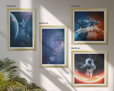 Ensemble de 4 tableaux Astronautes de l'espace étoiles