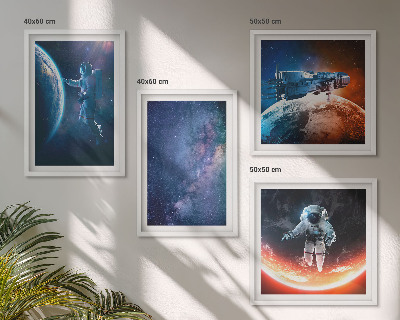 Ensemble de 4 tableaux Astronautes de l'espace étoiles