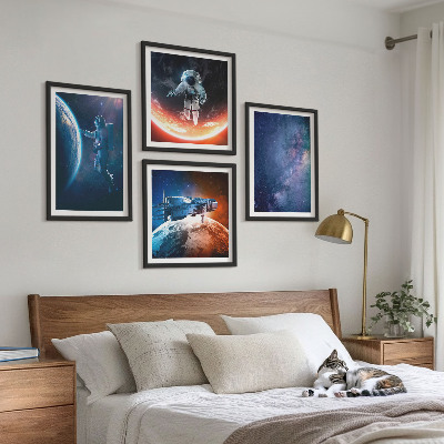 Ensemble de 4 tableaux Astronautes de l'espace étoiles