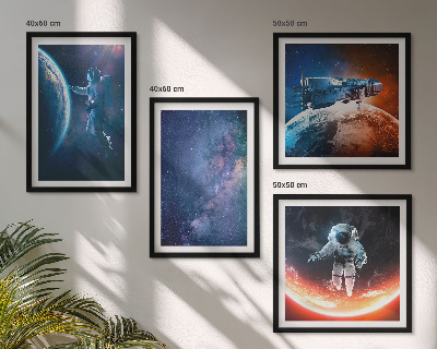 Ensemble de 4 tableaux Astronautes de l'espace étoiles