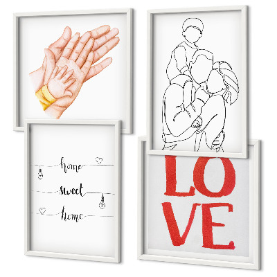 Mur de tableaux Illustrations familiales, panneaux de maison