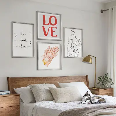 Mur de tableaux illustrations familiales et panneaux décoratifs pour la maison