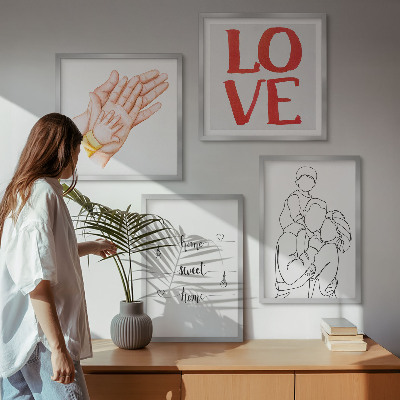 Mur de tableaux Illustrations familiales, panneaux de maison