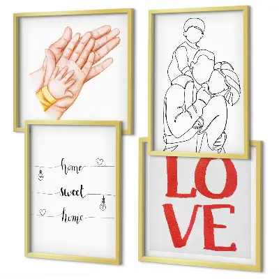 Mur de tableaux illustrations familiales et panneaux décoratifs pour la maison