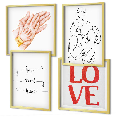 Mur de tableaux Illustrations familiales, panneaux de maison