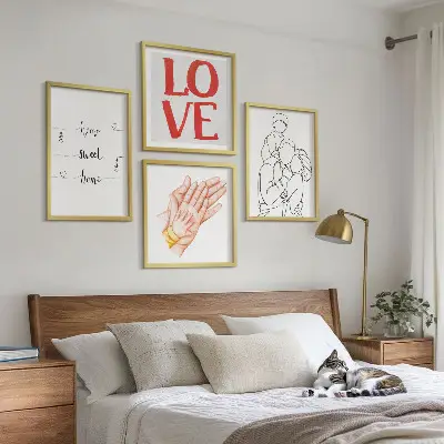 Mur de tableaux illustrations familiales et panneaux décoratifs pour la maison