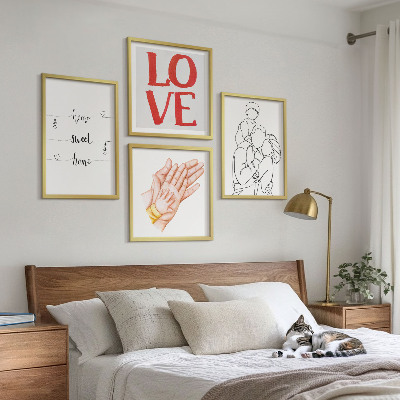 Mur de tableaux Illustrations familiales, panneaux de maison