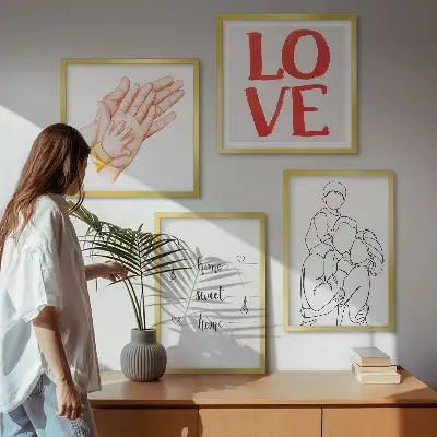 Mur de tableaux illustrations familiales et panneaux décoratifs pour la maison