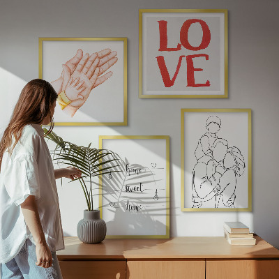 Mur de tableaux Illustrations familiales, panneaux de maison
