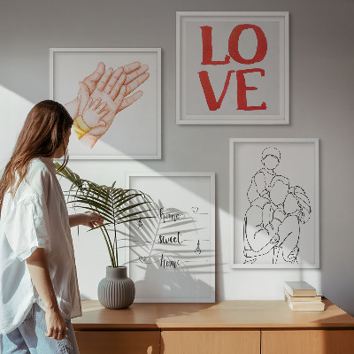 Mur de tableaux Illustrations familiales, panneaux de maison