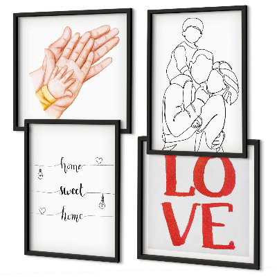 Mur de tableaux Illustrations familiales, panneaux de maison