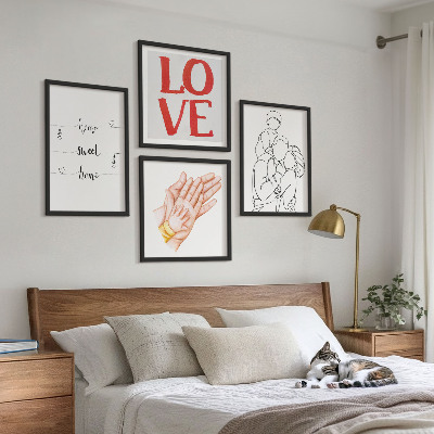 Mur de tableaux Illustrations familiales, panneaux de maison