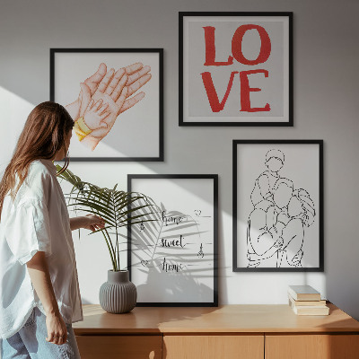 Mur de tableaux Illustrations familiales, panneaux de maison