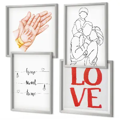 Mur de tableaux illustrations familiales et panneaux décoratifs pour la maison