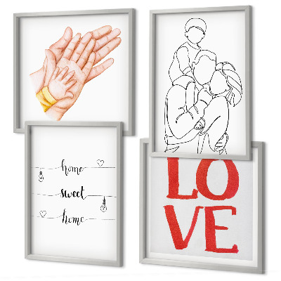 Mur de tableaux Illustrations familiales, panneaux de maison