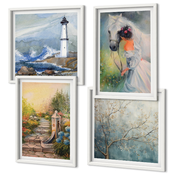 Polyptyque z cadres Phare paysage fille cheval