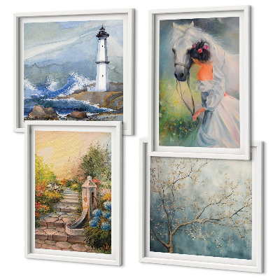 Polyptyque z cadres Phare paysage fille cheval