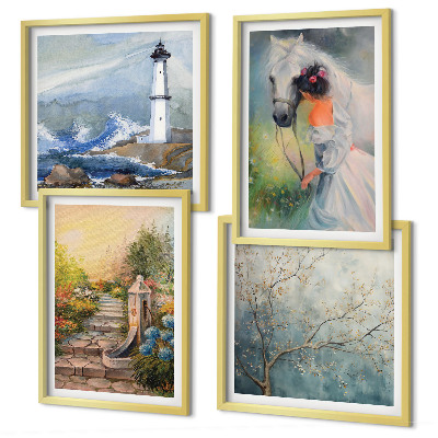 Polyptyque z cadres Phare paysage fille cheval