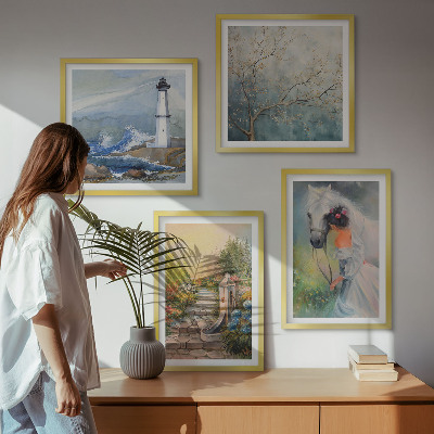 Polyptyque z cadres Phare paysage fille cheval