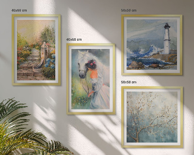 Polyptyque z cadres Phare paysage fille cheval