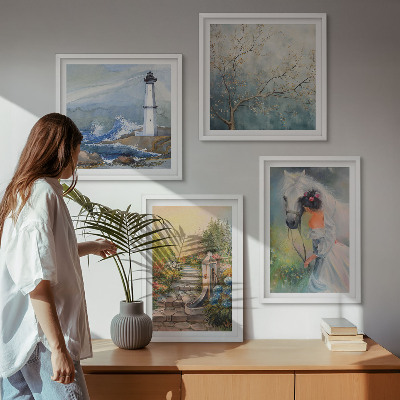 Polyptyque z cadres Phare paysage fille cheval