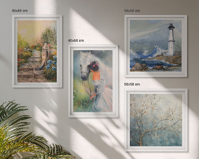 Polyptyque z cadres Phare paysage fille cheval